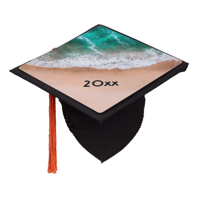 Waves on Sandy Beach Personal Graduation Cap Topper (Angled)