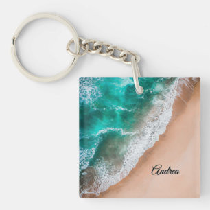 Waves on Sandy Beach Personal Keychain