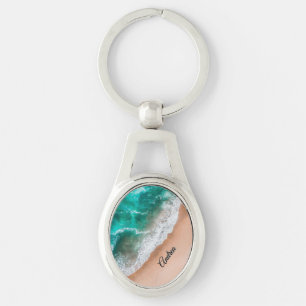 Waves on Sandy Beach Personal Keychain