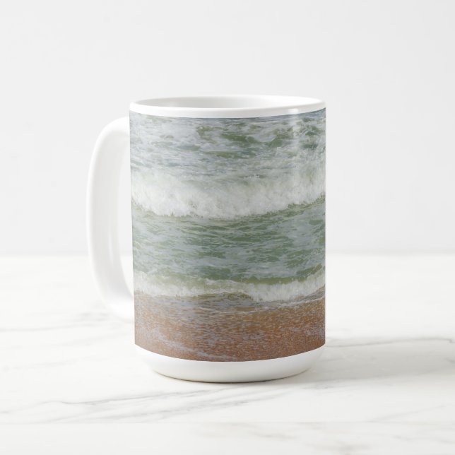 Waves On the Beach Tropical Image Coffee Mug (Front Left)