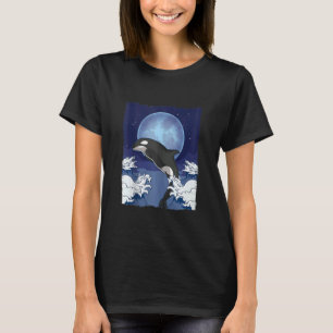 Waves Orca Full Moon Ocean Animal Killer Whale Ta T-Shirt