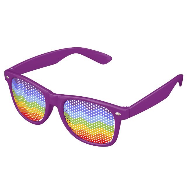 Waves Pattern - chakra rainbow colours Retro Sunglasses (Angled)
