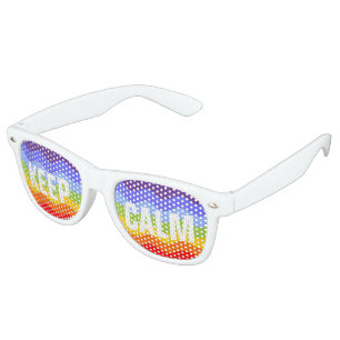 Waves Pattern - chakra rainbow colours + your text Retro Sunglasses