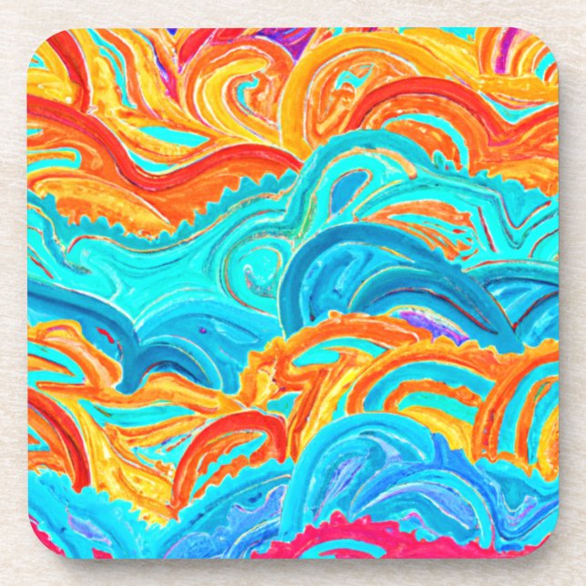 Waves Patterns Painting. Buy Now Coaster (Front)