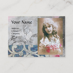 WAVES PHOTO TEMPLATE, bright,vibrant grey blue Business Card