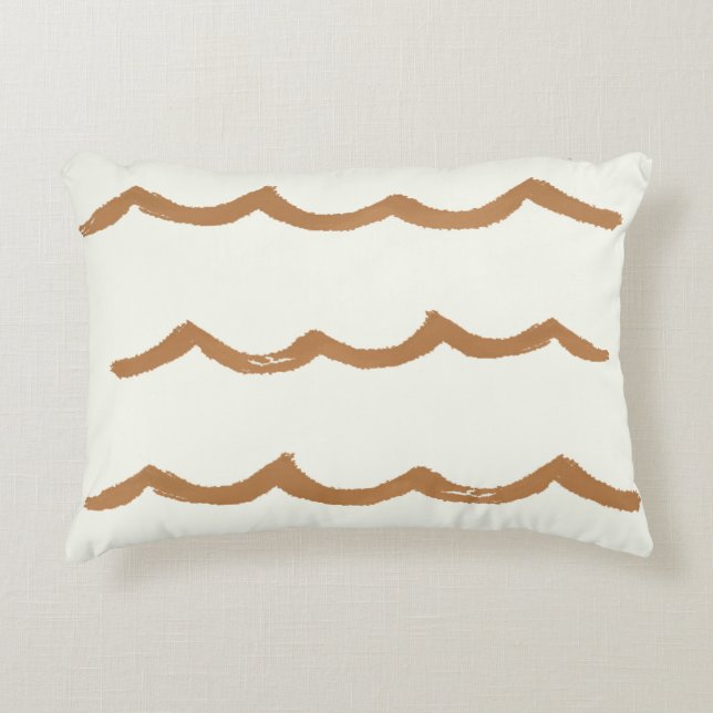 Waves pillow in rust, dorm pillow, nursery pillow (Front)