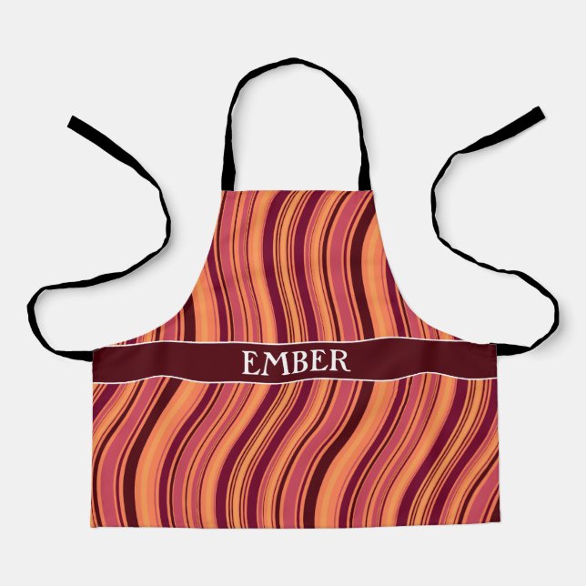 Waves Pink Brown Minimal Pattern Apron (Front)