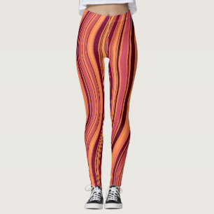 Waves Pink Brown Minimal Pattern Leggings