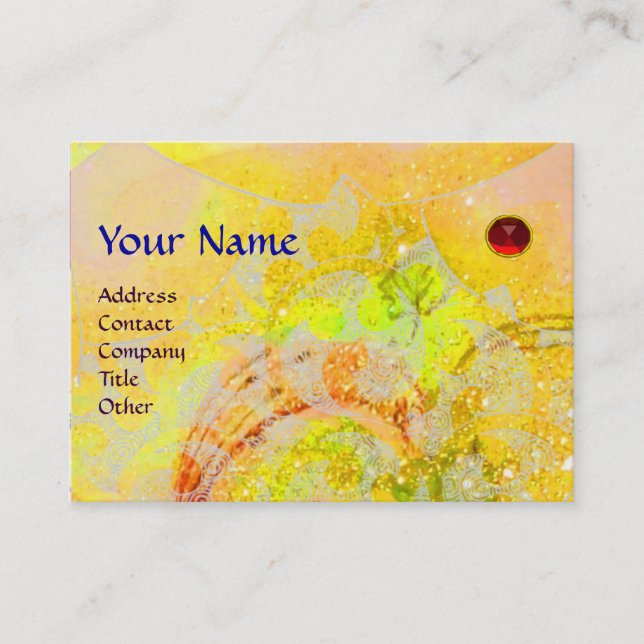 WAVES Ruby Monogram,bright yellow green red orange Business Card (Front)