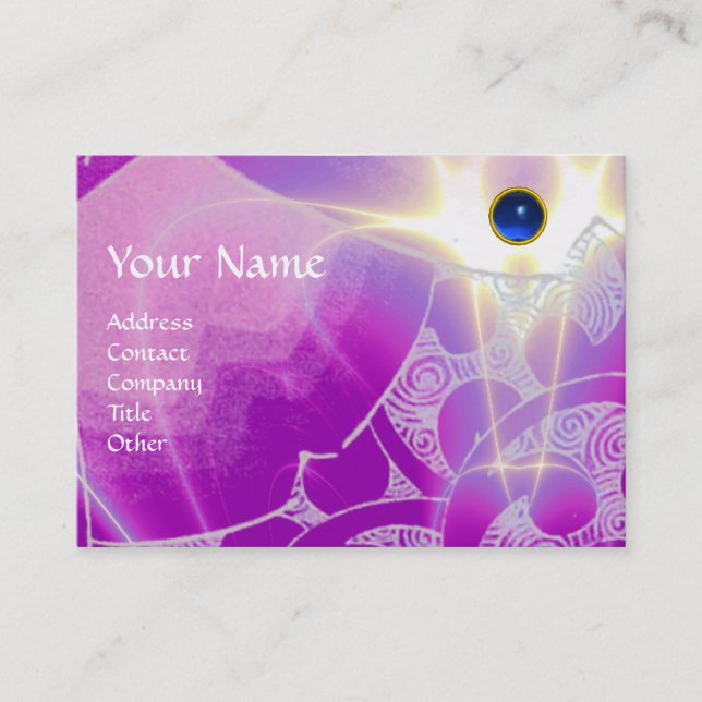 WAVES SAPPHIRE MONOGRAM,bright light purple blue Business Card (Front)