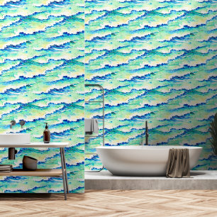 Waves seamless pattern ocean sea blue beach wallpaper