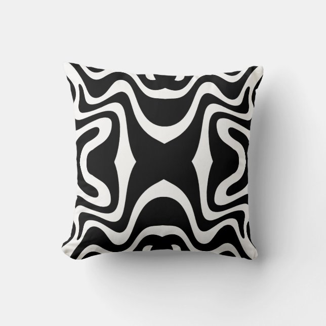 Waves seamless pattern, psychedelic throw pillow (Front)