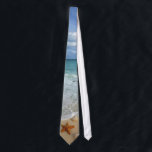 Waves & Shells Tie<br><div class="desc">A few seashells,  a sea urchin,  & a starfish on a sunny beach.</div>