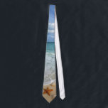 Waves & Shells Tie<br><div class="desc">A few seashells,  a sea urchin,  & a starfish on a sunny beach.</div>