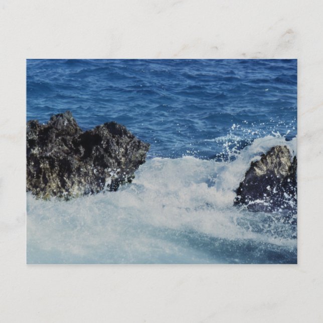 Waves Spashing On Coral Rock Postcards (Front)