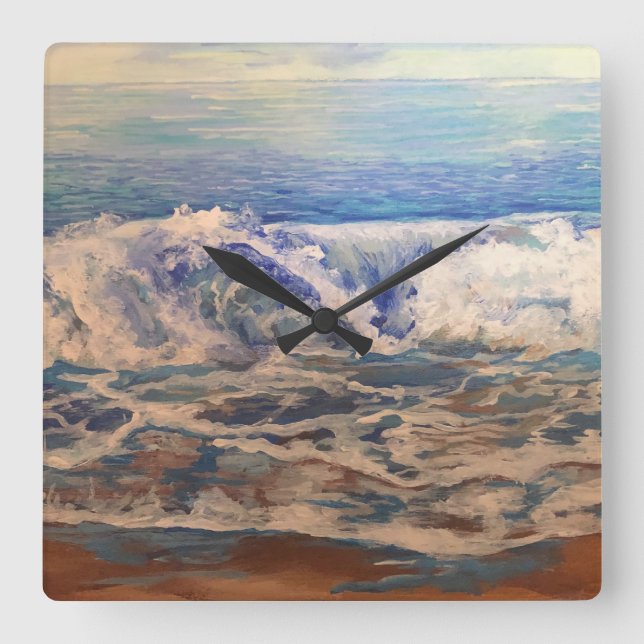 waves square wall clock (Front)