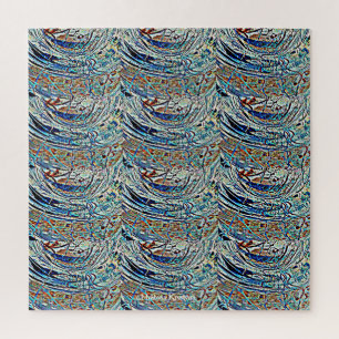 WAVES STAINED GLASS DESIGN JIGSAW PUZZLE
