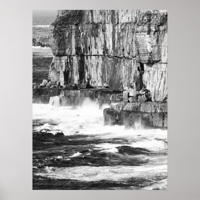 Waves & Stone - B&W 2 Poster (Front)