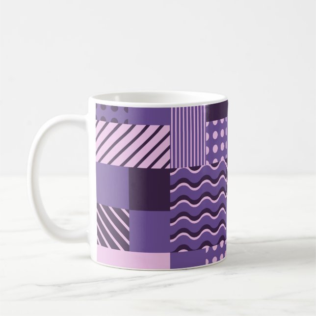 Waves Stripes Dots: Modern Seamless. Coffee Mug (Left)