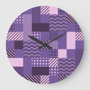 Waves Stripes Dots: Modern Seamless. Large Clock