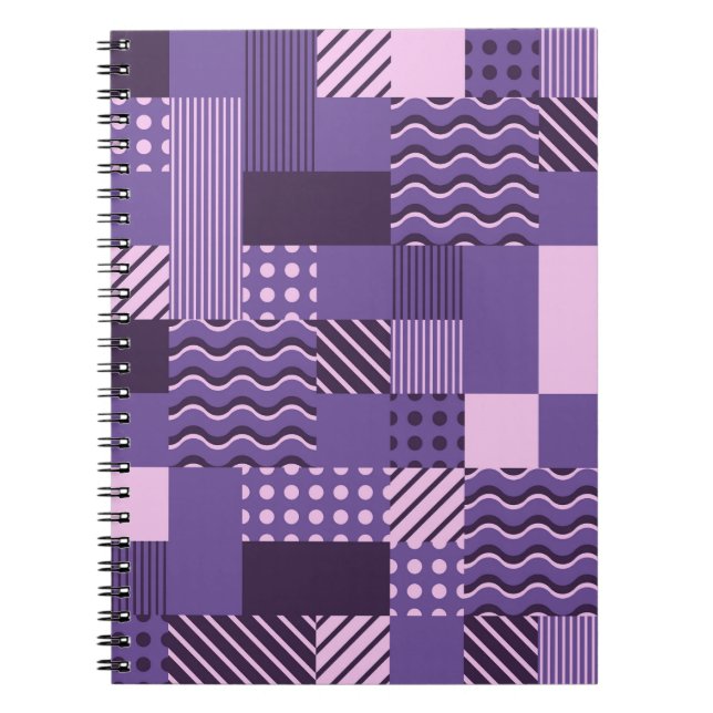 Waves Stripes Dots: Modern Seamless. Notebook (Front)