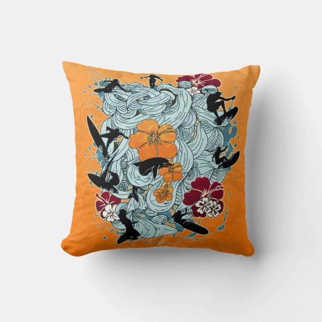 Waves Throw Pillow (Front)