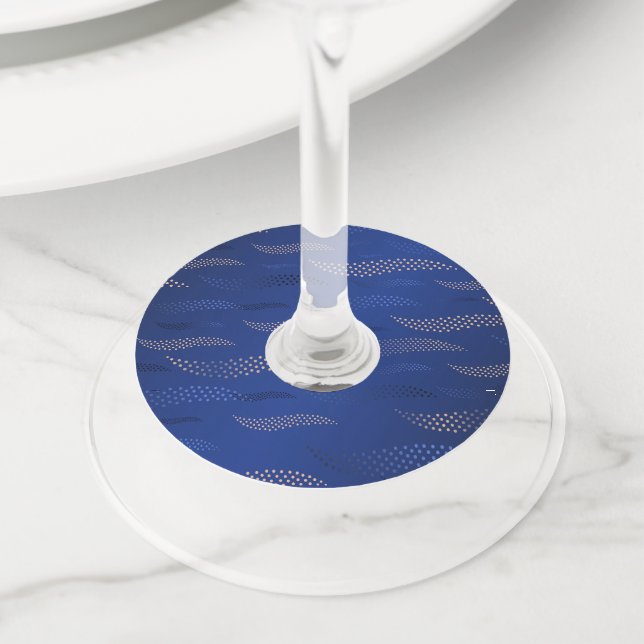 Waves Tiger (stylized pattern) 2 Wine Glass Tag (Close Up)