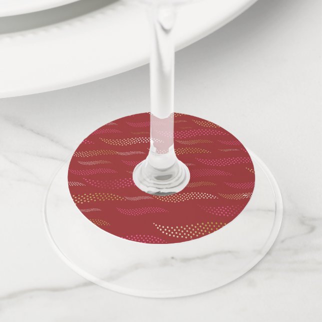 Waves Tiger (stylized pattern) 8 Wine Glass Tag (Close Up)