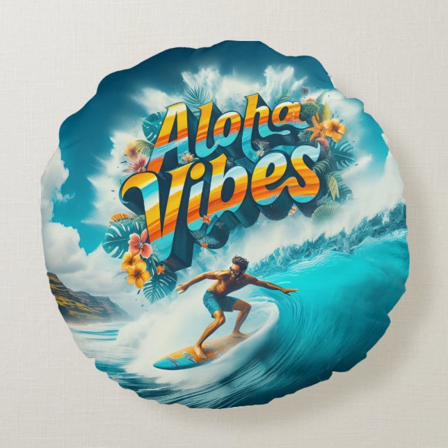 Waves & Wanderlust Collection Round Pillow (Back)