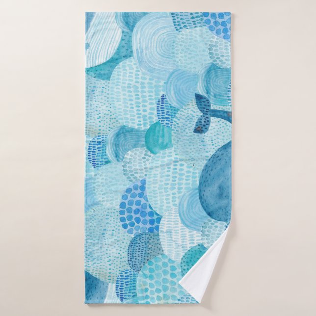 Waves, whale, childish blue texture bath towel (Bath Towel)