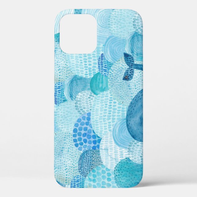 Waves, whale, childish blue texture Case-Mate iPhone case (Back)