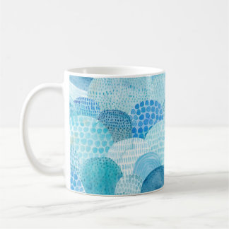 Waves, whale, childish blue texture coffee mug