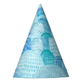 Waves, whale, childish blue texture party hat