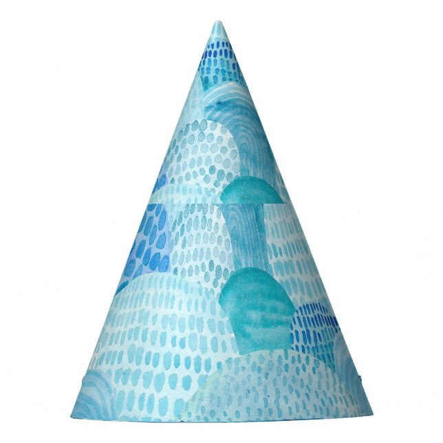 Waves, whale, childish blue texture party hat (Front)