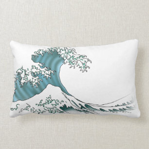 Waves - white lumbar pillow