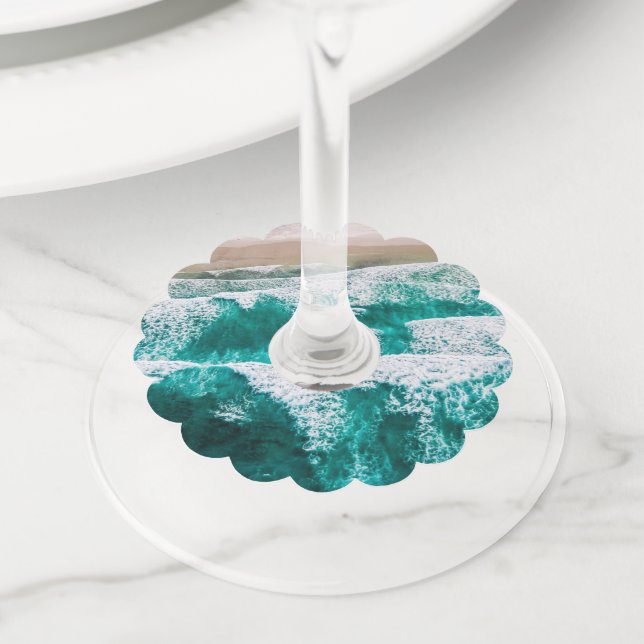 Waves Wine Glass Tag (Close Up)