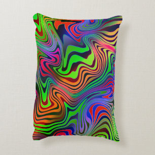 wavey psychedelic multicolored lines accent pillow