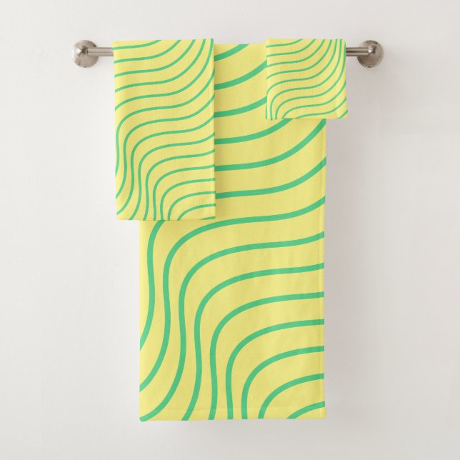 Wavey Stripe Modern Bathroom Towel Set (Insitu)