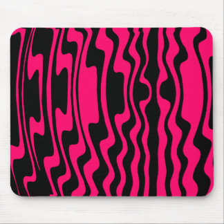 Wavey Stripey - Black and Crimson Mouse Pad