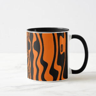 Wavey Stripey - Black and Orange Mug