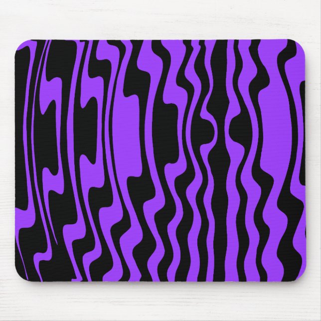 Wavey Stripey - Black and Purple Mouse Pad (Front)
