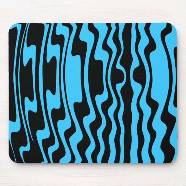 Wavey Stripey - Blue and Black Mouse Pad (Front)