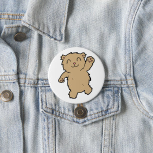 Waving Adorable Smiling Bear 3 Inch Round Button