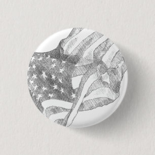 Waving American flag  1 Inch Round Button