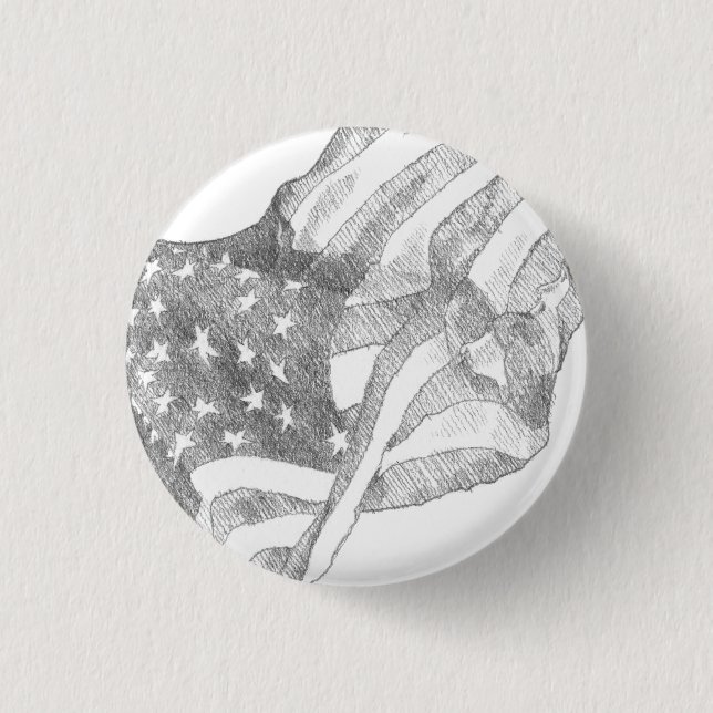 Waving American flag  1 Inch Round Button (Front)