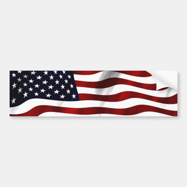Waving American Flag Bumper Sticker (Front)