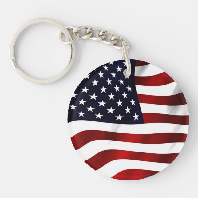 Waving American Flag Keychain (Front)