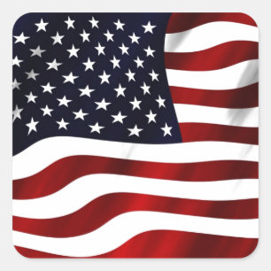 Waving American Flag Square Sticker