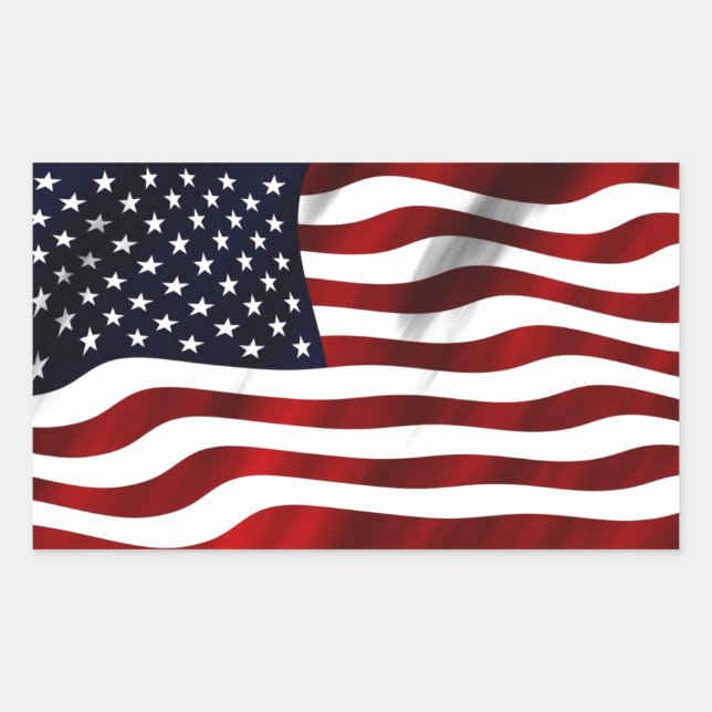 Waving American Flag Sticker (Front)