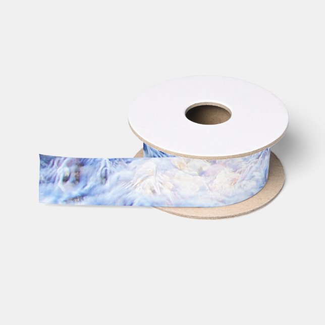 Waving blue water satin ribbon (Spool)